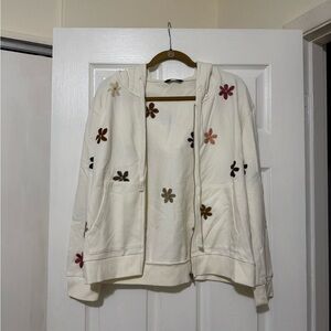 NWT Driftwood Embroidered Floral Zip Up Jacket Size Medium